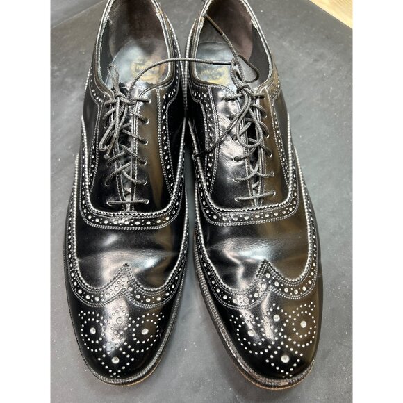 Vintage Florsheim Imperial Mens Black Leather Wingtip Oxford Dress Shoes 9.5 B - Picture 10 of 11
